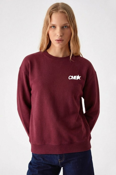 COMBİNE MİCHAİL Дамска CMB принт бордо овърсайз суитшърт