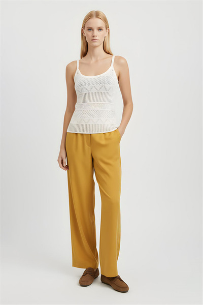 Perspective Mustard High Waist Wide Leg Pants