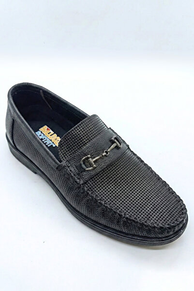 Ekonomik Ayakkabı Men's Black Buckle Loafer Shoes |   Mesh/Net Textured |   S...