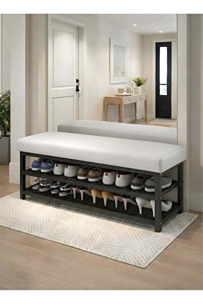 M SMART Stylish and Modern Shoe Cabinet 100x32x15cm-With a Two-Tier Leather S...