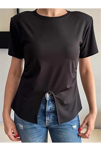 BEBE PLUS Vatkalı Yan Pilise Detay Basic Bluz