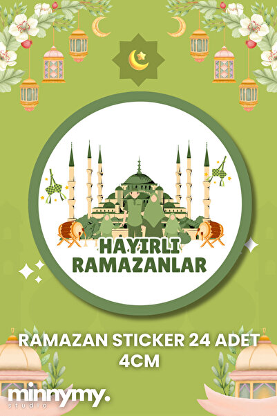 Minnymy 24 Adet Ramazan Sticker, Hayırlı Ramazanlar 4x4 Cm Kuşe Sticker, Rama...