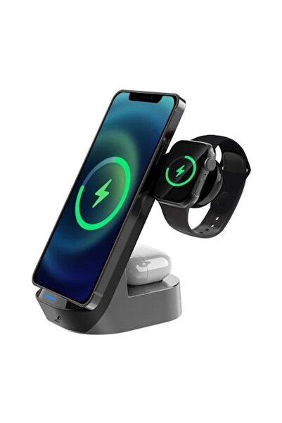 Daismart Încărcător wireless 3 în 1, Daismart®️, 15W, tehnologie Qi