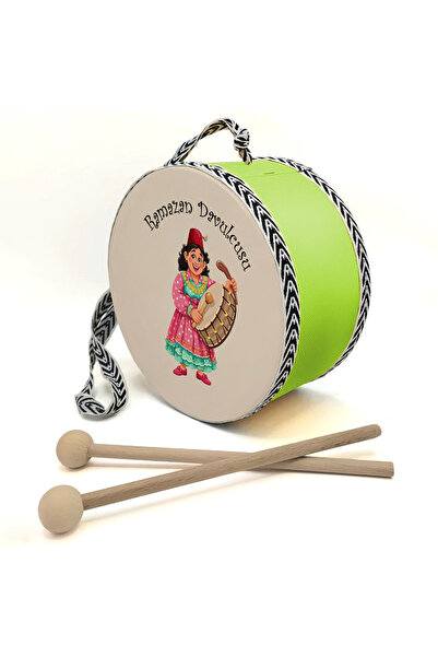 Sadrazam Kız Ramazan Davulcusu Baskılı, Gerçek Deri, Oyuncak Çocuk Davulu (1-...