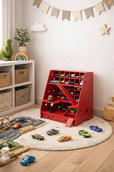 kutuTR Oyuncak Araba Sergileme Rafı – MDF Dekoratif Depolama Ünitesi – Çocuk ...