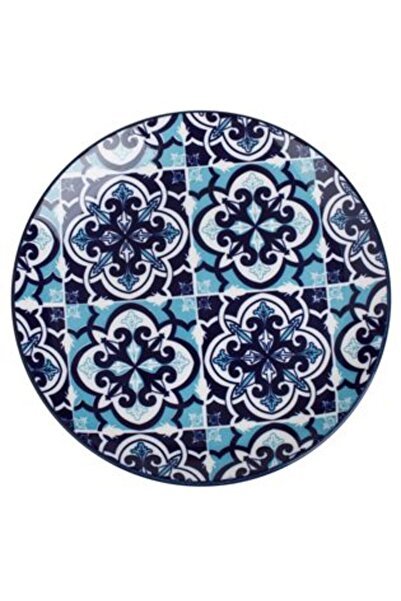SHOPIENS Blue Serving Plate with Aztec Pattern Ø19 cm