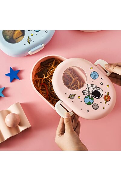 Thirty Three Design Food box, portable lunch box, pink BPA-free plastic, cutl...