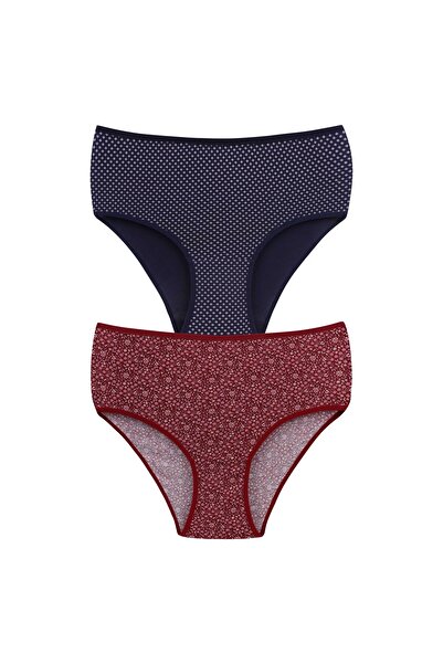 delis Set 2 perechi de chiloti din bumbac, pentru dama, 53600, Bordo / Albastru