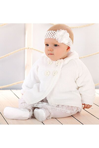 Krasnal Elegant white knitted jacket with hood for baby girls Size: 92 cm (1-...