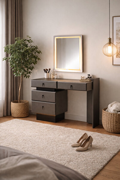 eos mobilya LED Aydınlatmalı Bluetoothlu Aynalı Şifonyer – Frenli Çekmece Sis...