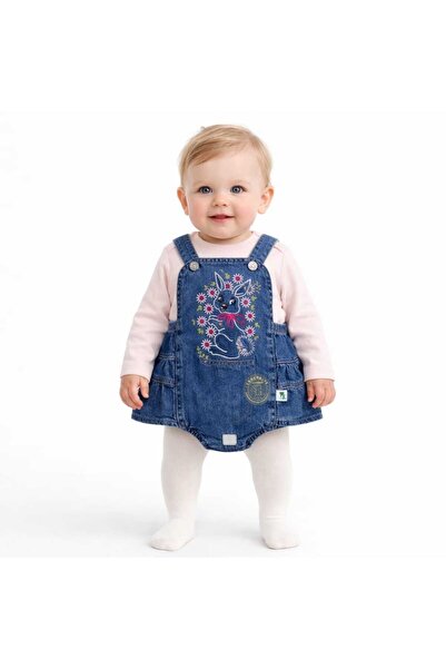 CROCODAYS Unisex Kids Baby Jeans (Jeans) Rabbit Embroidered Badili Salopet 2-...