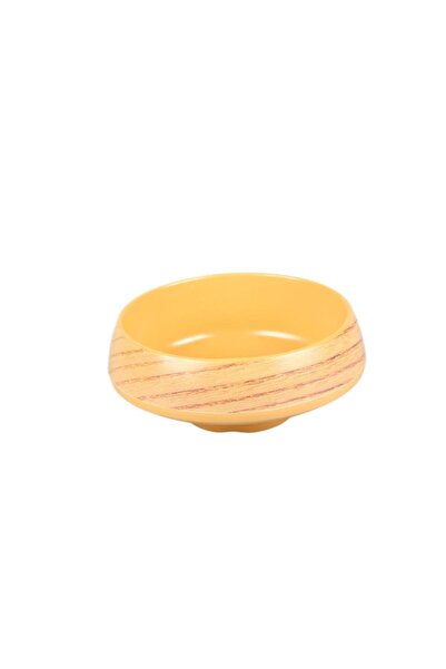 Globy Wooden Patterned Round Bowl Yellow 15.6×15.6×6.5 cm