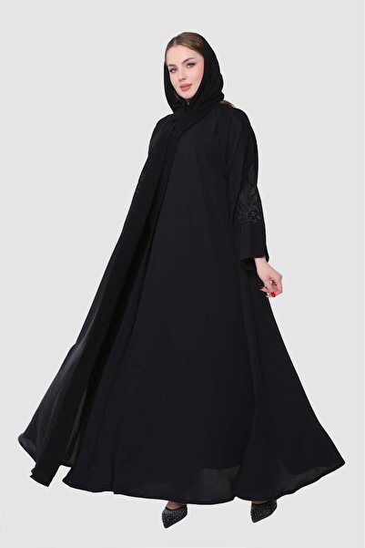 mothhela Stylish flared abaya with buttons in black