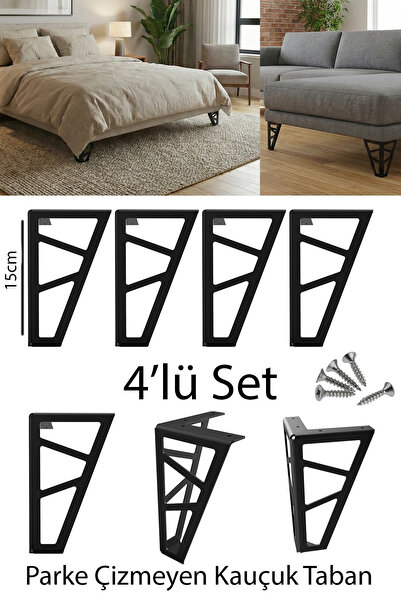 Minart Metal Mobilya Ayağı 15cm 4lü Set Mobilya, Dolap, Koltuk, Kanepe, Tv Ün...
