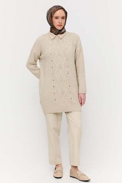 Setrms Taşlı Desenli Triko Tunik