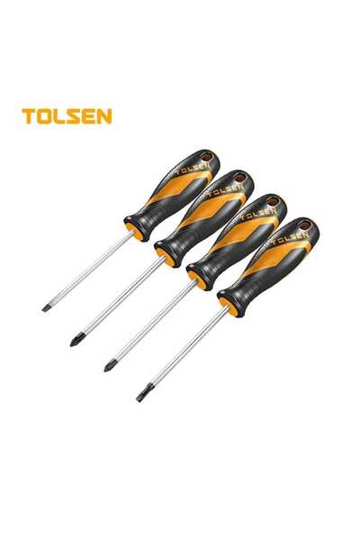 TOLSEN Tools 4-Piece Screwdriver Set – Anti-Slip Grip, Flat & Phillips Hand T...