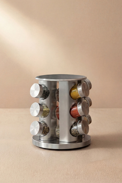 GÖNÜL COLLECTION Döner Stant Cam Baharatlık Seti, Hava Almaz, Kapaklı, Bahara...