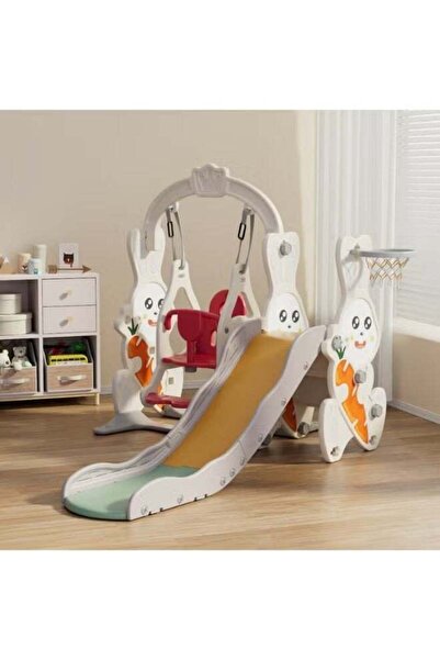 Generic FULL JOY 3 in 1 Kids Slide and Swing Set with Basketball Hoop