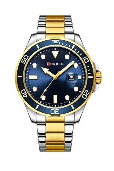 Curren Men's Quartz Classic Wrist Watch J-4897G-BL - 47 mm - Silver/Gold