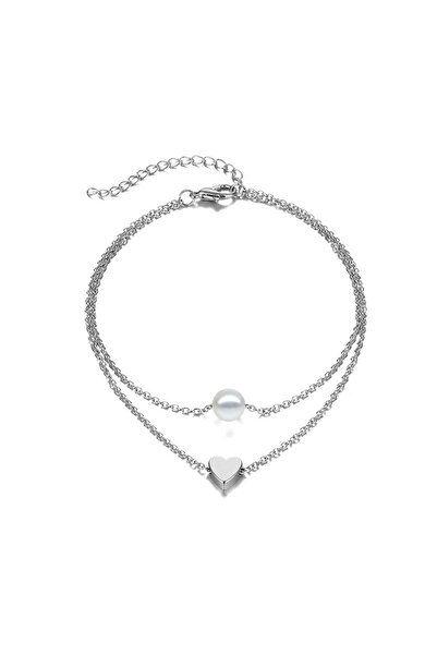 EFAYN.RO Bratara glezna dama, pandantiv inima si perluta, model summer fashio...