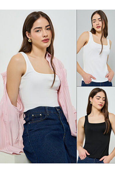 Styli Pack of 2 - Square Neck Knit Top