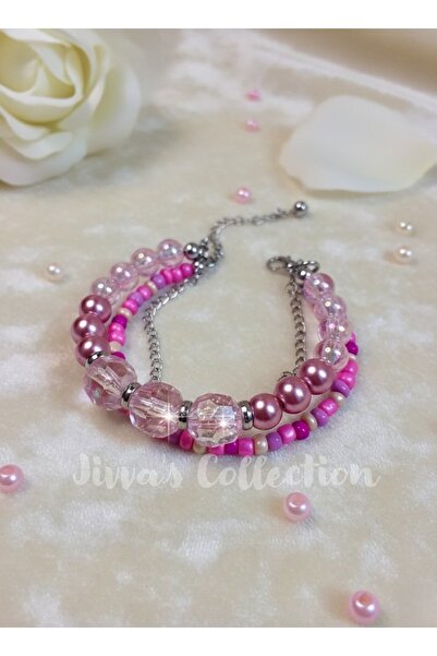 Jivva's Collection Multi-Layered Women's Bracelet. Elegant Design Pink Shades...