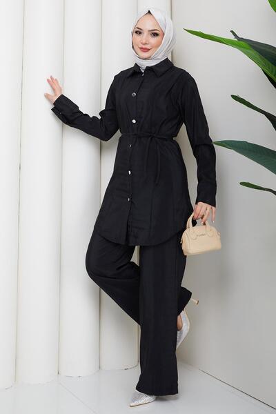 hafsamina Pensli Laced Double Suit Black Hm2879