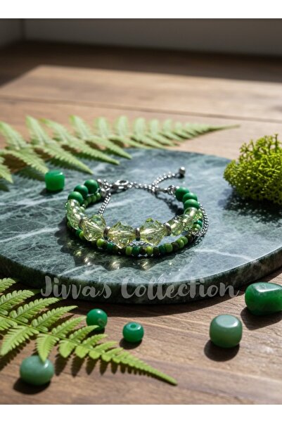 Jivva's Collection سوار نسائي متعدد الطبقات. تصميم أنيق بدرجات اللون الأخضر م...
