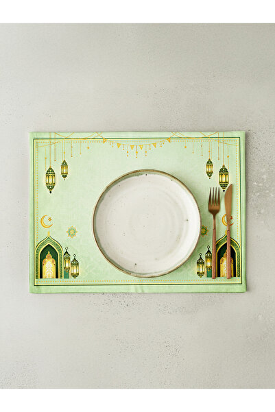 Markaev Pastel Green Ramadan Cotton 6-Piece American Service Set