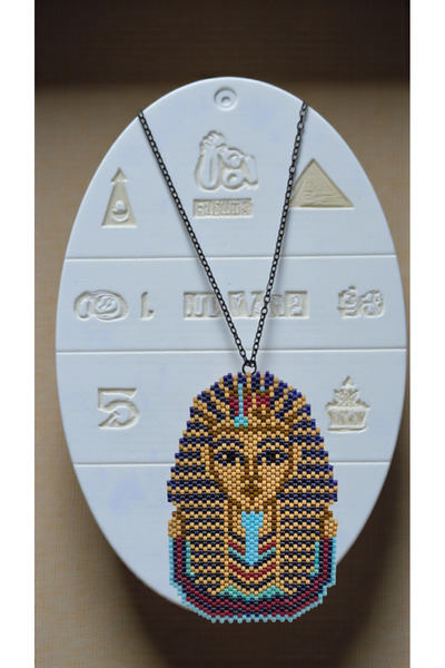 SEARD Miyuki Beads Handmade Cleopatra Egyptian Pharaoh Necklace 4