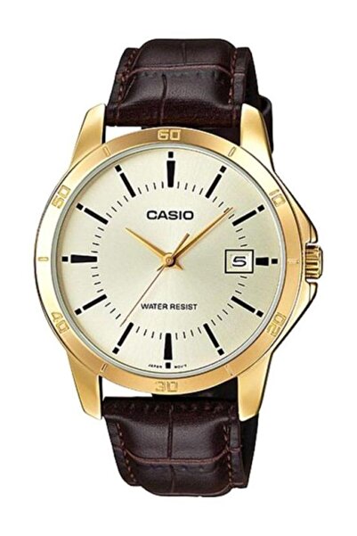 Casio Men's Water Resistant Leather Analog Watch MTP-V004GL-9A - 42 mm - Brown