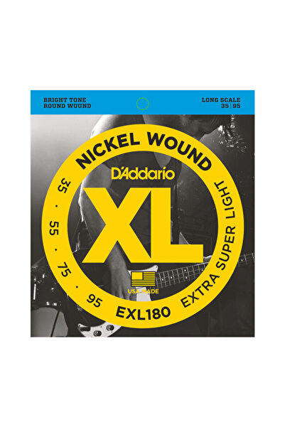 Daddario مجموعة أوتار جيتار باس EXL180، XL، 35-95، مقياس طويل، نيكل