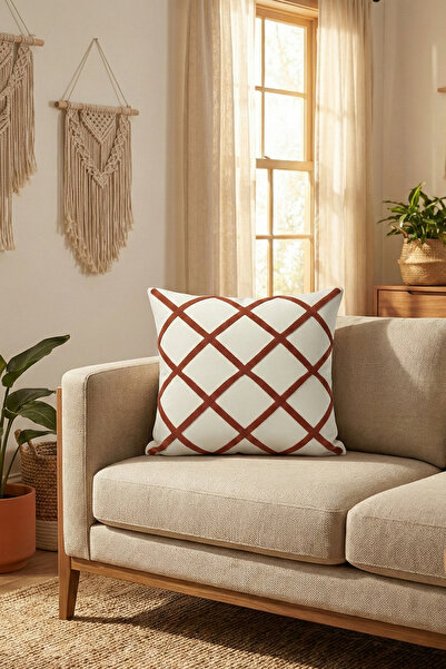 cottoncloth Modern Geometric Punch Embroidered Decorative Throw Pillow Cover ...