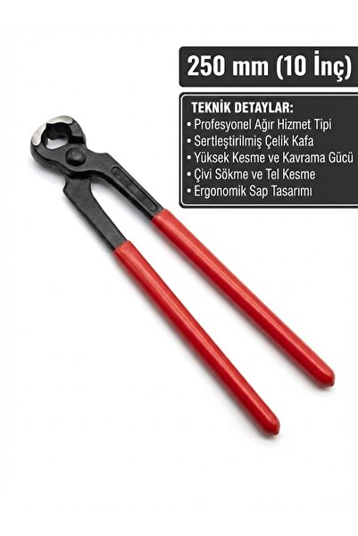 ÜMİTAVM Profesyonel Çelik Kerpeten 250 mm 10 İnç Betoncu Demirci Kerpeteni Çi...