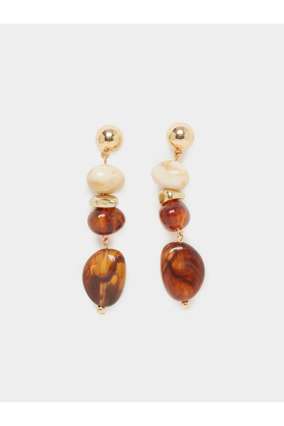 Styli Brown Stone Dangle Earrings