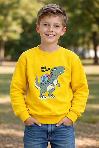 ADABEBEK Premium Traveling Dinosaur Printed Children's Sweatshirt 26085