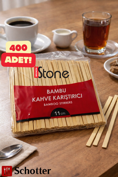 Broken Stone Bambu Kahve Karıştırıcı 11cm 400 Adet – Doğal ve Dayanıklı Tek K...