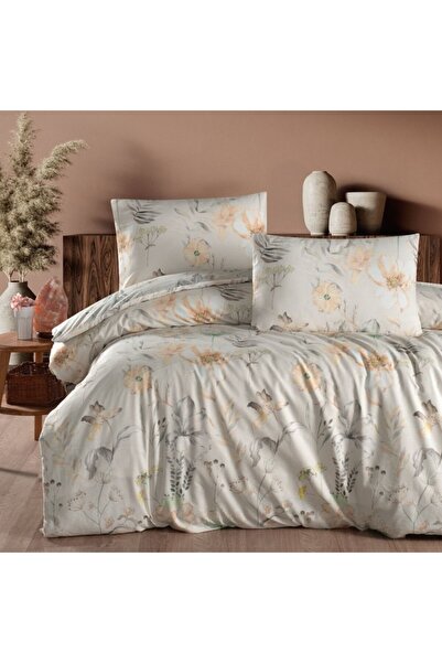First Choice Ranforce Amaris cream Cotton double bed linen with flowers (storm)