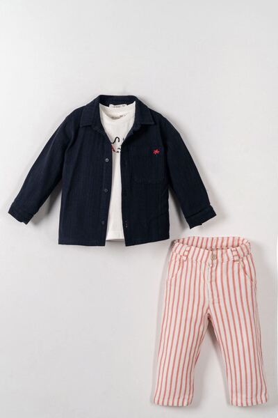 HAUSEkids 1-4 Years Old Leo Grant Boys' 3-Piece Set-Navy Blue