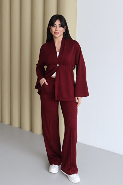 Mogi Butik Shawl Collar Drawstring Detailed Comfortable Fit Modal Kimono Hija...