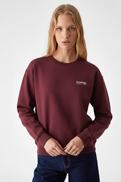 COMBİNE MİCHAİL Ženska majica sa tekstom na grudima Štampano tamnocrvena