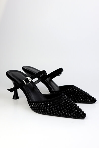 VARENZA WOMAN SHOES Γυναικεία βραδινά παπούτσια με τακούνι, από ύφασμα μαύρης...