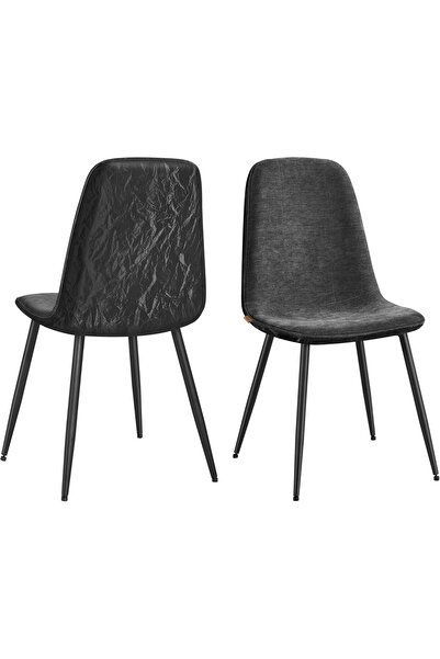 VASAGLE Set of 2 upholstered chairs Vasagle, wood/textile/PU leather, grey/bl...