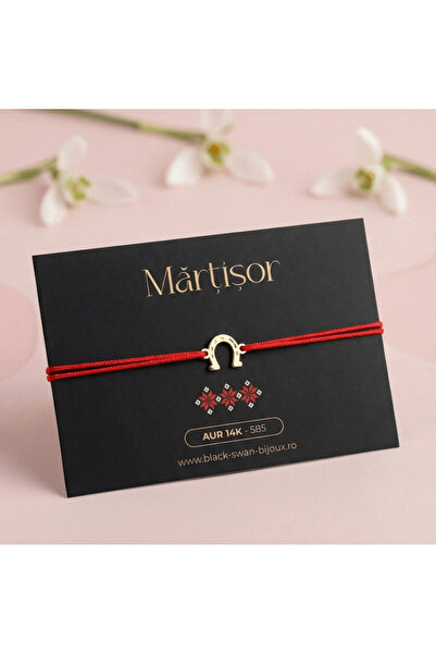 BLACK SWAN Bijoux Martisor 14K gold Horseshoe cord bracelet