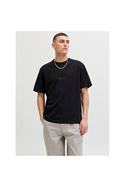 Jack & Jones Ανδρικό μαύρο μπλουζάκι με στάμπα Fusion στην πλάτη (12289911-B)