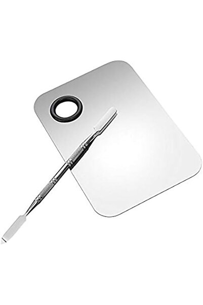 UBX Cosmetic mixing palette, including knurled, 11.5x7.5 cm, silver