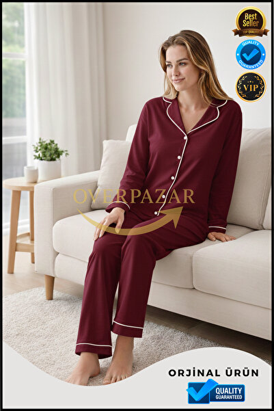 Overbazaar Women's Comfortable Pajama Set – Soft Fabric Long Sleeve Top and P...