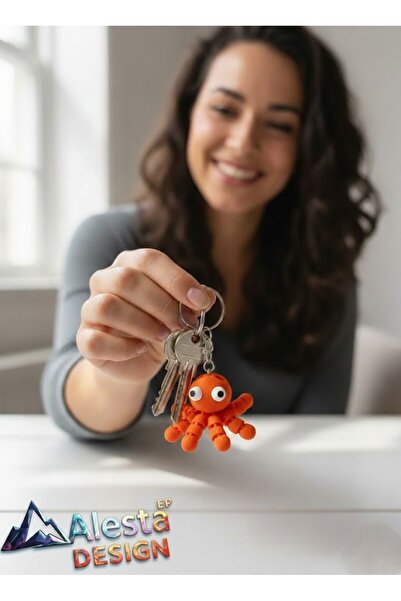 Alesta EP Design Movable Cute Octopus Keychain Gift 3D Printing