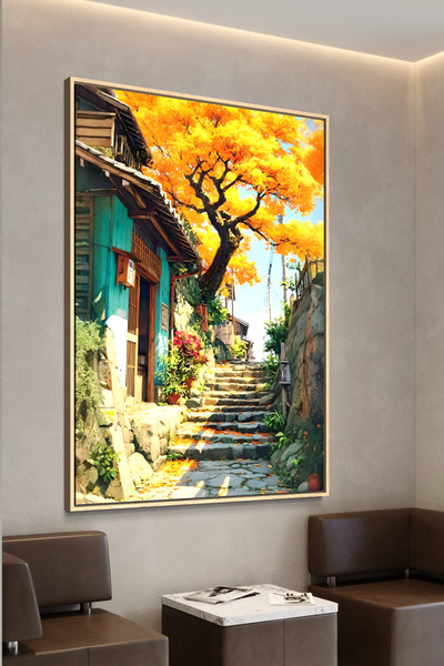 ARTAN GALLERY İtalyan Kadife Sonbahar Sokak Duvar Tablosu | Manzara | Yağlı B...