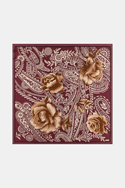 Vakko BORDO ÇİÇEK DESENLİ TWILL EŞARP